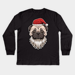 Cool Pug Santa Claus Kids Long Sleeve T-Shirt